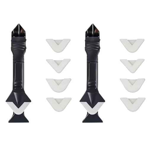 2 Pack 3-IN-1 Caulk Tool for Removal and Application, for Bathroom, Kitchen, Flooring, Windows, Sinks and Frames Seal