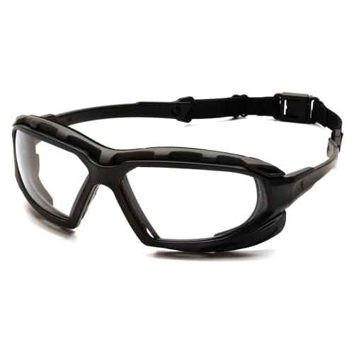 Pyramex Safety Highlander XP Eyewear, Black-Gray Frame/Clear Anti-Fog Lens