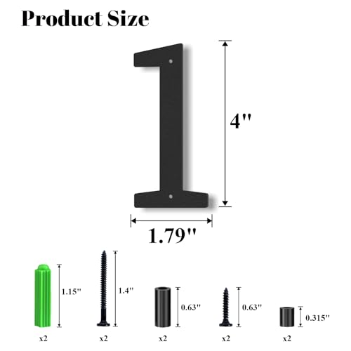 Ya_chtttwo Black 4-inch Stainless Steel Floating House Number for Outdoor Door, Mailbox & Garden, Modern Address Sign