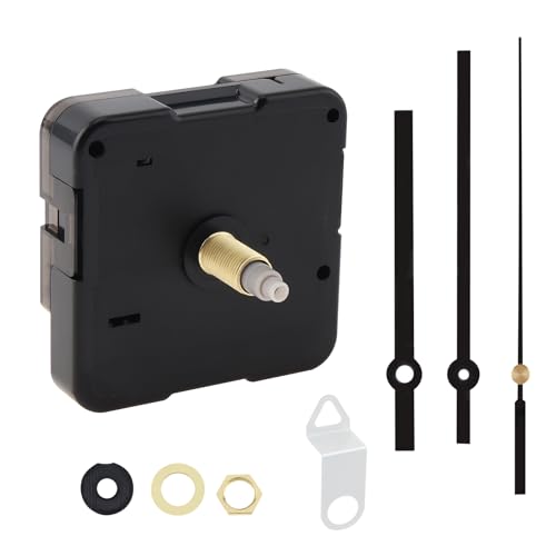 MovFlax 21mm Shaft Quartz Clock Movement Mechanism - Black/Silver Hands, Silent Sweep, DIY Repair