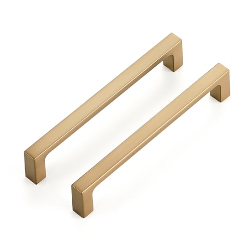 Ravinte Champagne Bronze 5 Inch Square Kitchen Cabinet Handles 10 Pack