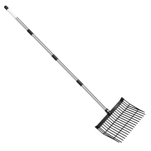 Manure Fork, Manure Fork Replacement Head ? Heavy Plastic Horse Manure Fork with 69 Inch Spliced Extension Rod, Long Handle Fork for Hay, Compost, Barn, Horse Stable & Gardening£¨Black£©