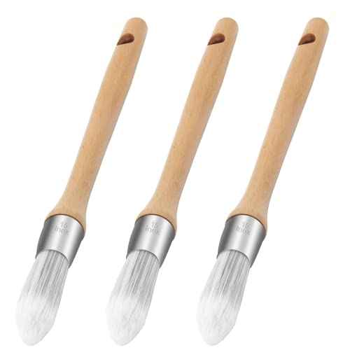 3 Pcs Trim Brush 0.75 Inch Small Paint Brush Round Trim Brush Corner Paint Brush for House Wall Edges Coloring of Wooden Furniture and Home Decoration