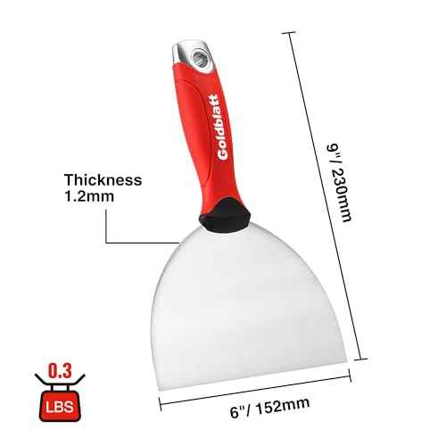 Goldblatt 6" Putty Knife, Stainless Steel Scraping Paint, Putty Knife Scraper with Hammer End, Soft Grip, Perfect for Drywall Repairing and Finishing