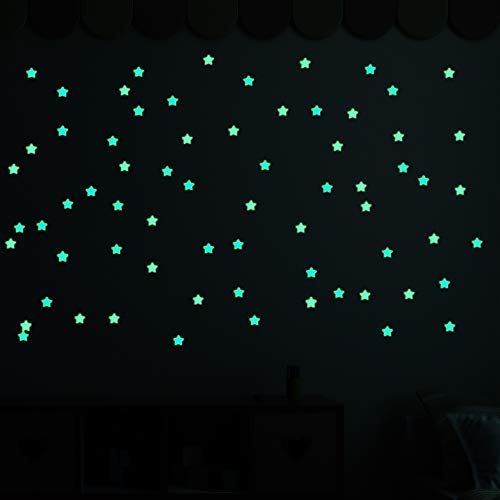 AM AMAONM 100pcs Glow in The Dark Luminous Plastic Stars for Wall & Ceiling, Multicolor, Variation 1