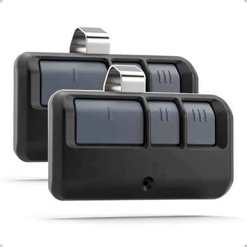 Universal Garage Door Remote 3-Button Visor Model for LiftMaster Craftsman Chamberlain - 120ft Range, Stainless Steel Clip