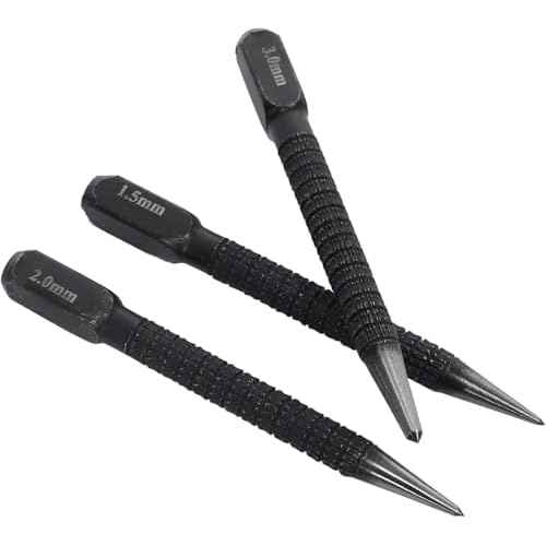 3Pcs 10cm Black High-Carbon Steel Center Punch Set Non Center Punch for Alloy Steel Metal Wood Marking Drilling Tool Center Punches Punches Hand Tools, Center Punches