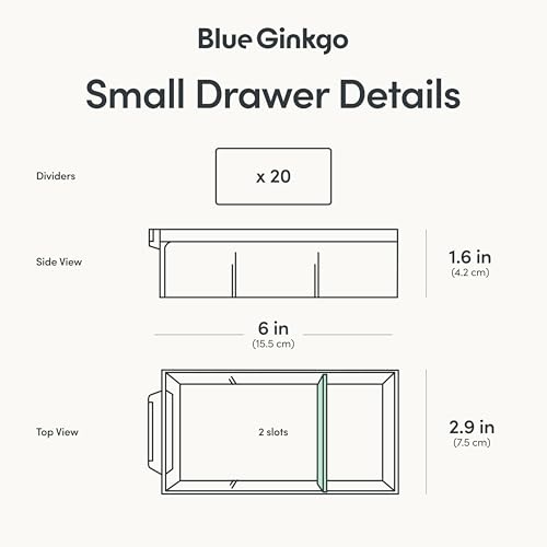 Blue Ginkgo 20-Drawer Storage Cabinet Organizer Grey - Korean Made, Stackable, Adjustable Dividers