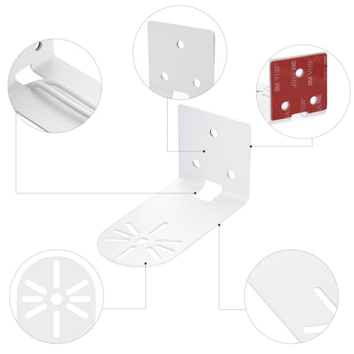 Sumnacon 2PCS Wall Mount Camera Shelf- Metal Small Wall Shelf with Adhesive,Universal Small Floating Shelf for Security Cameras, Speakers,White