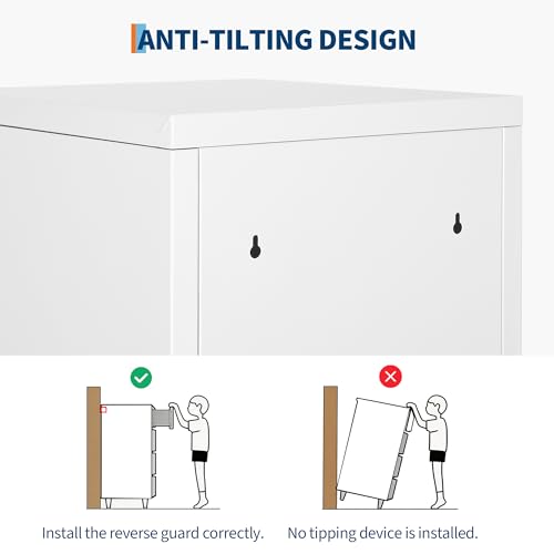White Lockable Metal Locker Cabinet - 39"H Storage Closet with Adjustable Shelves