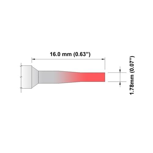 Thermaltronics S75LR018A Chisel Long Reach 1.78mm (0.07in) interchangeable for Metcal SSC-742A