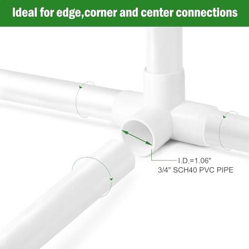 Zernmiarder 3/4 Inch 4-Way PVC Pipe Fittings White - Fits SCH40 Pipe, 4pcs