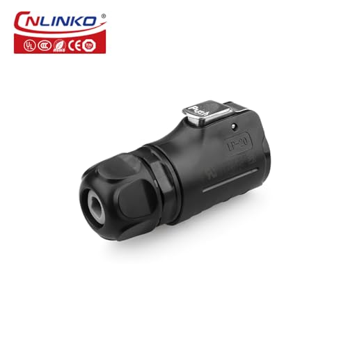 CNLINKO Waterproof 2 Pin Circular Power Connector IP68 with Black Single-Hole Socket