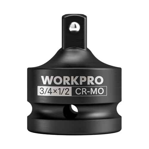 WORKPRO 3/4" F to 1/2" M Impact Socket Adapter, Cr-Mo Steel, Socket Adapter Set for Impact Driver Conversions, Square Drive Reducer for Impact Driver Wrench