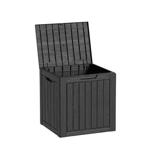 30 Gallon Waterproof Outdoor Storage Box - All-Weather Deck Box for Patio & Pool, Lockable Resin Patio Deck Box with UV Protection, Matte Black