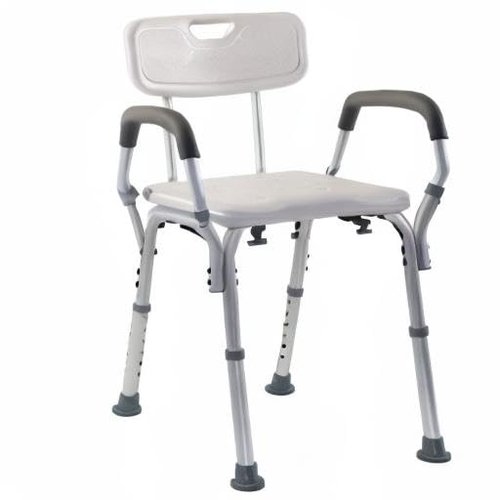 Essential Medical Supply Height Adjustable Shower and Bath Bench with Back, Padded Arms and Textured Seat - Perfect Shower Chair for Inside Shower or Tub for Seniors and Adults - Supports 300lbs.