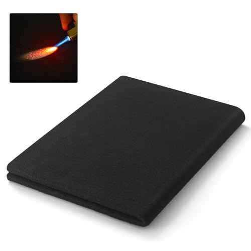 8x12inch Carbon Felt Welding Blankets, Flame Retardant Fabric Material, 5MM Heat Shield Withstand High Temperature, Fireproof Mat for Soldering Brazing Plumbing, Protect from Sparks Spatter