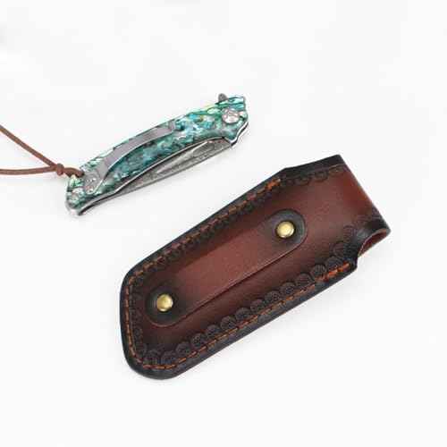 Shop Knife Sheaths, 5.1" Pocket Knife Sheath for Belt, Leather Knife Sheath for Belt, Pocket Knife Holder, Leather Sheath Folding Knife (Small)
