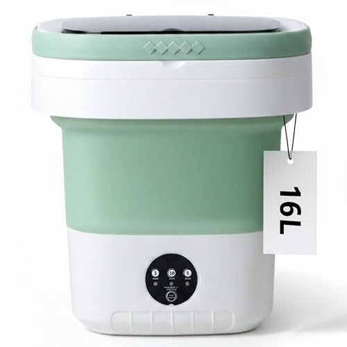 Simple Deluxe 16L Green Portable Foldable Washing Machine with Spin Basket and 3 Modes