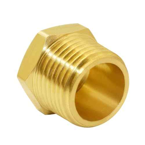 Joywayus 1/2" NPT Male Pipe Plug Outer Hex Head Plug Brass Pipe Fitting(Pack of 3)
