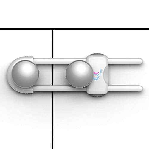 Baby Proofing Cabinet Locks | Adjustable U Shaped Baby Safety Latches for Drawers, Fridge, Closet |Modern Baby Proofing Cabinet Lock with Extra Secure Lock Buttons (Pack of 2, White)