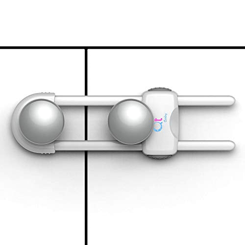 QT BABY Adjustable Baby Proofing Cabinet Locks Pack of 2, White - Child Safety Locks for Drawers, Fridge, Closet