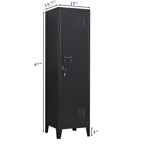 Metal Lockers with Doors & Shelves - Secure Lockable Storage Cabinets for Office, Gym, Garage