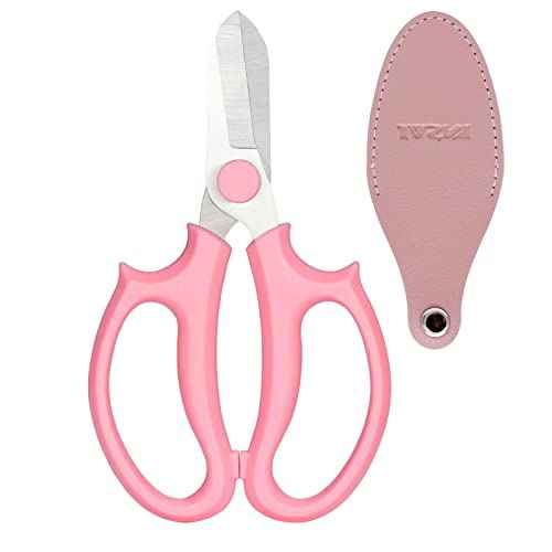 Garden Pruning Shears Scissors with Comfort Grip Handle, Premium Steel Professional Floral Scissors, Perfect for Arranging Flowers, Pruning, Trimming Plants, Gardening Tool (Pink)