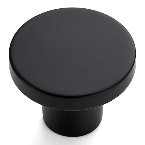 Ravinte Black Cabinet Knobs 10 Pack - Modern Round Drawer Pulls, 1-1/5 Inch