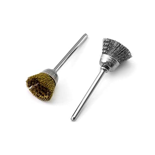 QWORK 36Pcs Brass & Stainless Steel Wire Brush Polishing Wheel Kit for Rotary Tools - for Metal, Wood Grinding, Deburring, and Polishing