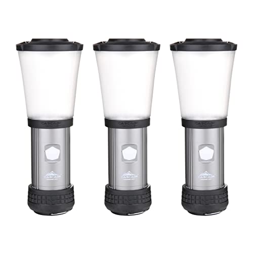 Cascade Mountain Tech 500-Lumen IPX4 Water-Resistant LED Flashlight Lantern with 3 Light Modes for Outdoor and Emergency Use - 3 Pack,Black