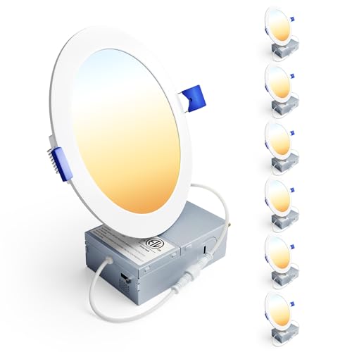 Ensenior 6 Inch LED Recessed Light 5CCT Dimmable Canless Wafer, 2700K-5000K