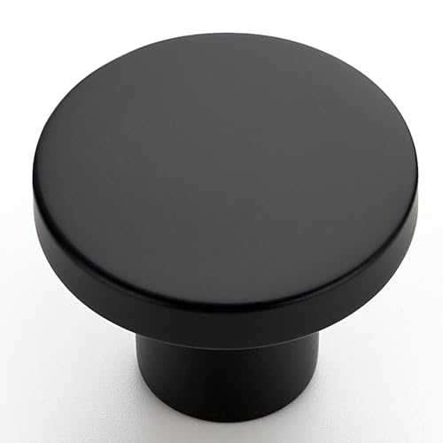 HOME EDIT 10 Pack Black Cabinet Knobs - 1-1/5 Inch Round Drawer Pulls