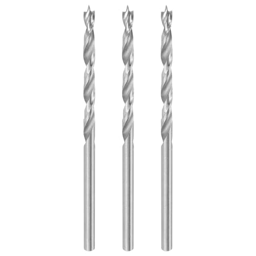 HARFINGTON 3pcs Brad Point Drill Bit 2.5mm(3/32") Dia Straight Round Shank Drill Metric Brad Point Spiral Twist Drill Bits for Carpenter Woodworking Plastic Rubber