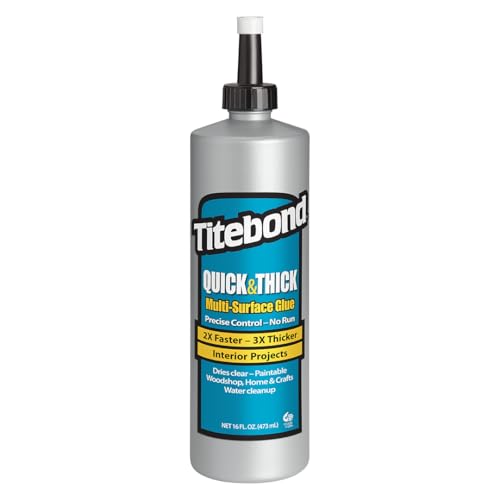 Titebond Quick & Thick Multi-Surface White Glue 16 Oz. Fast Dry, Strong Bond