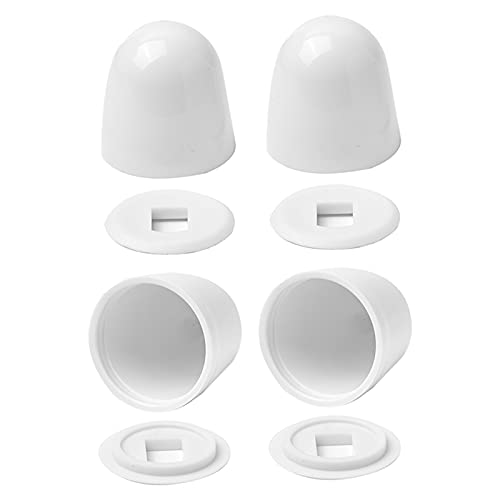 Jwodo 4-Pack Universal Round Toilet Bolt Caps with Washers, Easy Push-On Installation, White