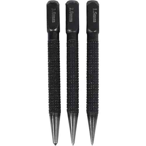 3Pcs 10cm Black High-Carbon Steel Center Punch Set Non Center Punch for Alloy Steel Metal Wood Marking Drilling Tool Center Punches Punches Hand Tools, Center Punches