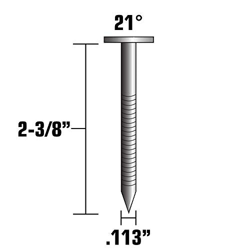 Metabo HPT 21° Ring Shank Framing Nails 2-3/8 Inch x .113 Size, 1,000 Count - Galvanized, Flat Round Head, Compatible with NR83A5 Series (Variant: No Size)
