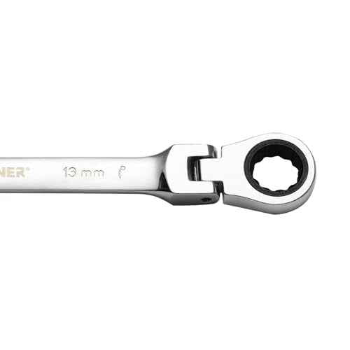 MAXPOWER 13mm Flexible Gear Wrench, Industrial Grade Ratchet Combination Spanner, Forged Heat-Treated Cr-V Steel 12 Point Flex-Head, Metric