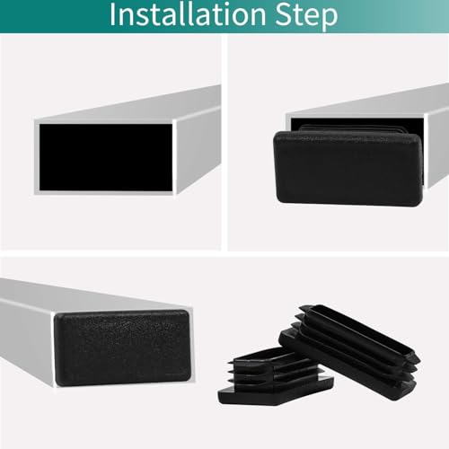 2 Inch Square Tube End Caps - Plastic Fence Post & Pipe Plugs, Black (12 Pack)