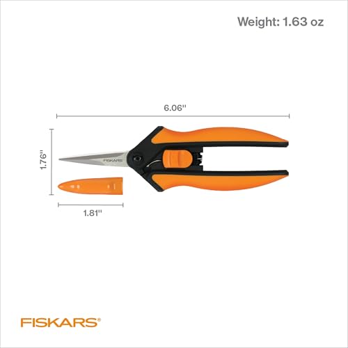 Fiskars 6-inch Micro-Tip Pruning Snips - Garden Shears for Small Plants, Sharper Cuts