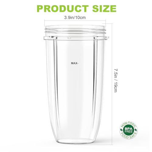 Feilifan 2-Pack 32 oz NutriBullet Cup Replacements for 600W/900W Blenders