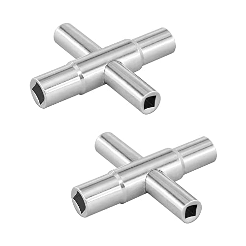 4 Way Sillcock Key Wrench Set, 1/4", 9/32", 5/16", 11/32" Water Utility Key for Faucet, Spigots and Most Valves, 2 Pack
