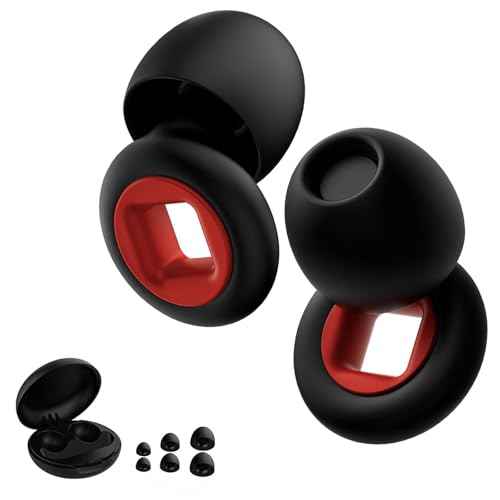 Ear Plugs for Sleeping Noise Cancelling,45db Motorcycle Ear Plugs for Noise Reduction with 8 Eartips,Reusable Silicone Earplugs for Sleep,Concerts,Work,Study,Snoring,Travel (Black and Red)