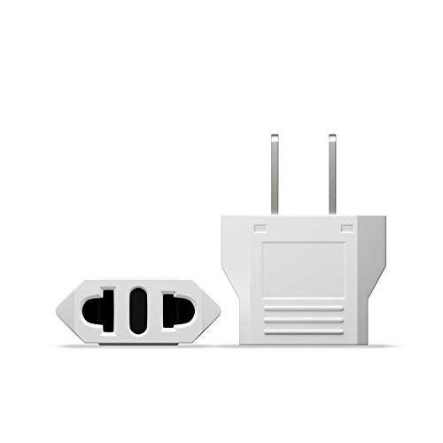 White 2-Pack European to US Travel Plug Adapter 220V to 110V Converter