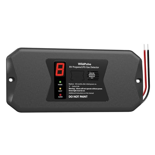 RV Propane Gas Detector, WildPulse RV LP Gas Detector, Hardwired - VDC 12V, Flush & Surface Mount, with 3 Brackets