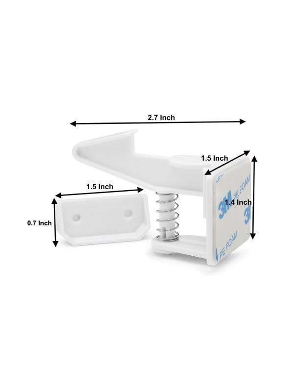 White 12-Pack Invisible Child Safety Cabinet Locks No Drill - Suniry