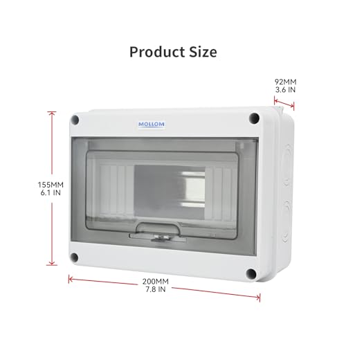 MOLLOM 8-Way Circuit Breaker MCB Distribution Box Waterproof IP65 200x155x92mm