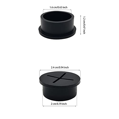 Black 3/4 Inch Cable Grommet 10 Pcs Flexible Wire Rubber Desk Cord Organizer