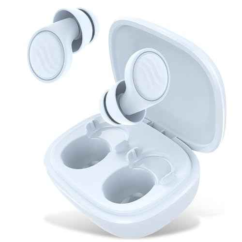 Ear Plugs for Sleeping Noise Cancelling - 35dB Reusable Ear Plugs with 7 Eartips and Carry Case - Flexible Hearing Protection - Replaceable Single/Double Eartips for Sleep, Focus, Travel, Work, Blue
